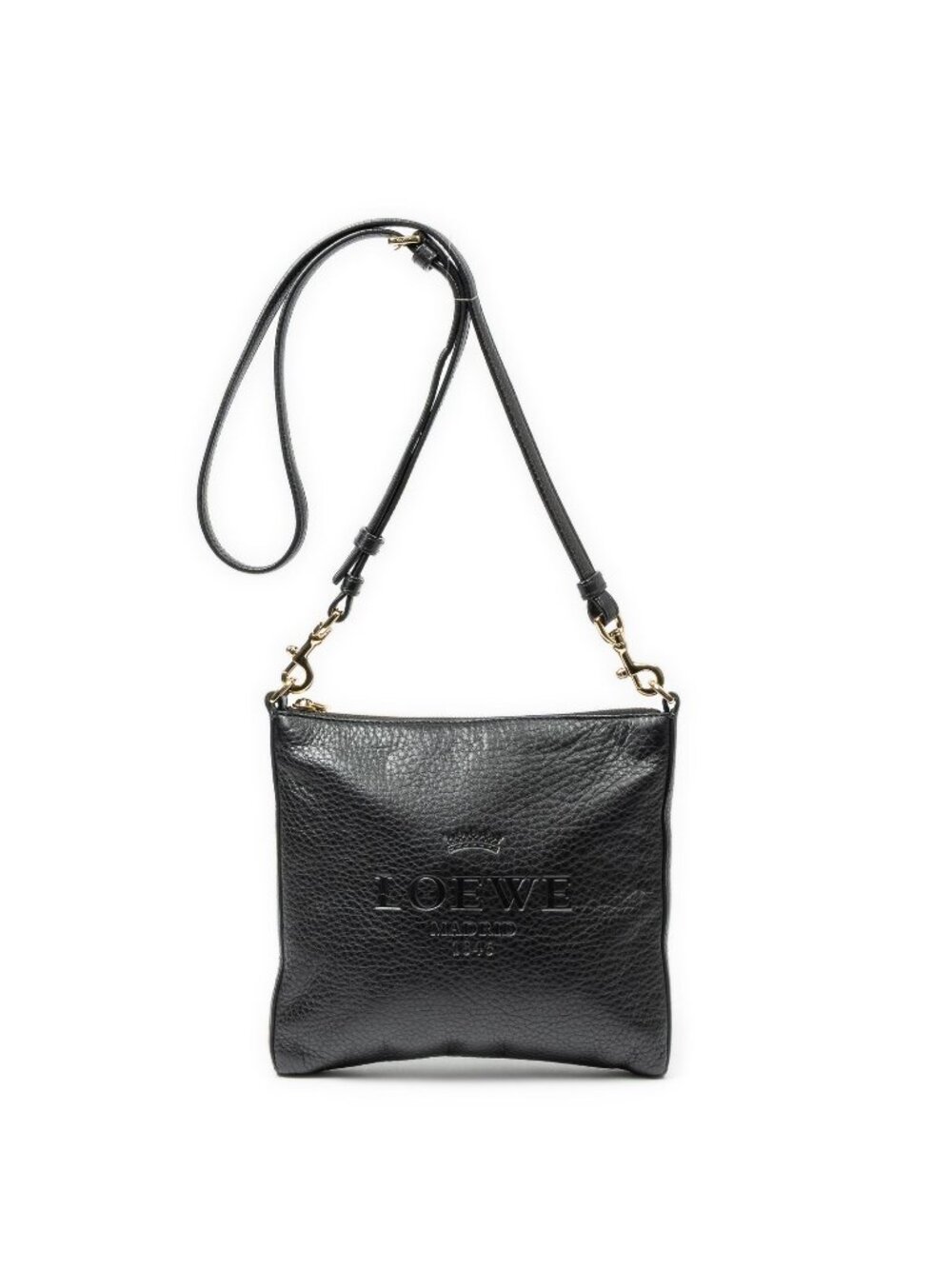 Loewe Mini Heritage Square Cross Belt Bag Black Grain Calfskin Leather